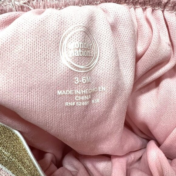 Wonder Nation Baby Tutu Skirt 3-6M Pink Gold Dots Tulle Glitter Waist - Picture 2 of 5